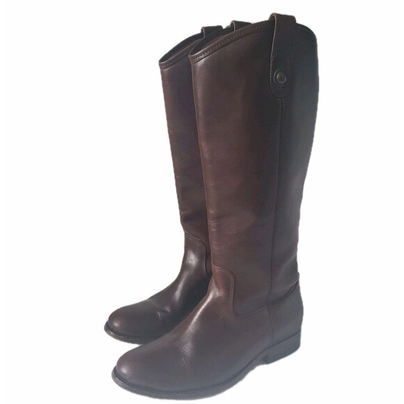 Frye Melissa Button Tall Riding Boots Womens 7 1/2 Leather Redwood Brown - Picture 1 of 7